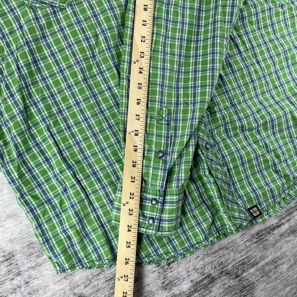 Cowboy Up Mens XL Green Plaid Western Pearl Snap Long Sleeve Shirt Classic Fit - Picture 7 of 9